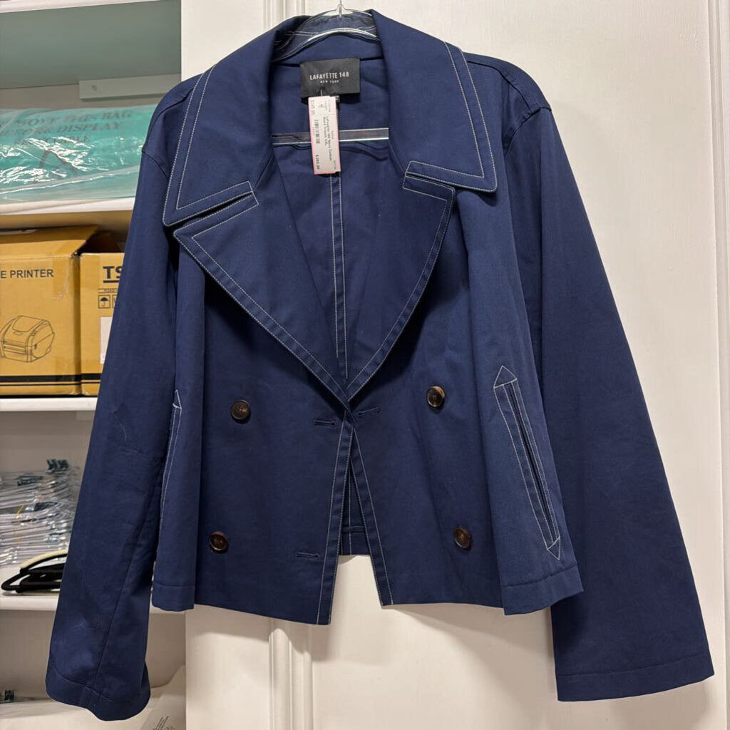 Navy Cotton Short Trench