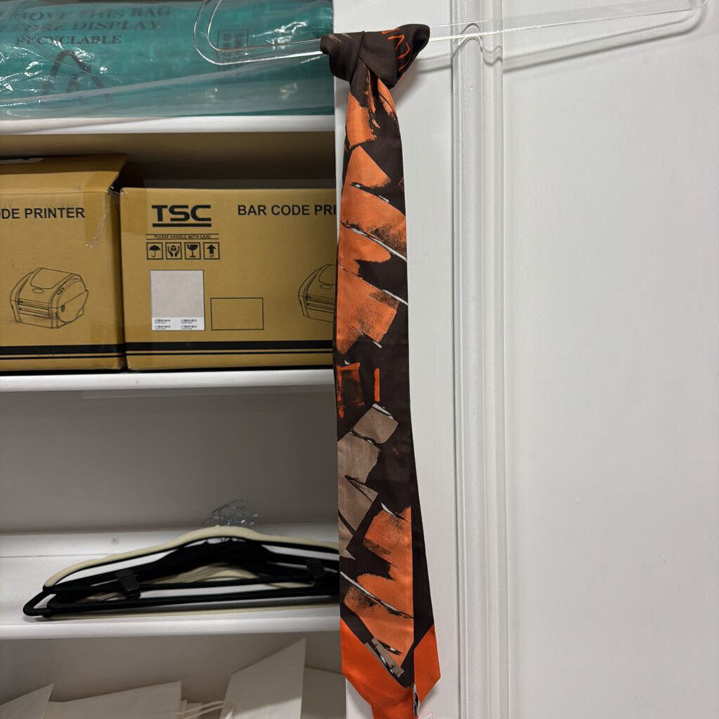 Brown/Orange Silk Twilly
