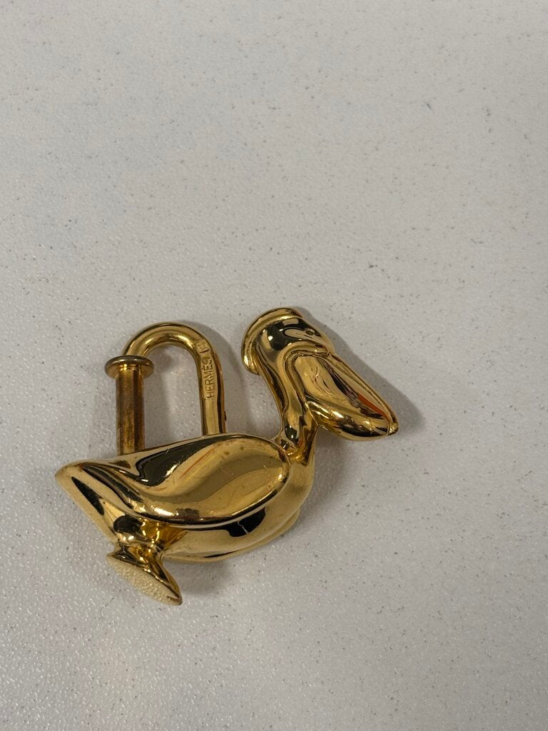 Vintage Gold Plated Pelican Cadena Lock Bag Charm