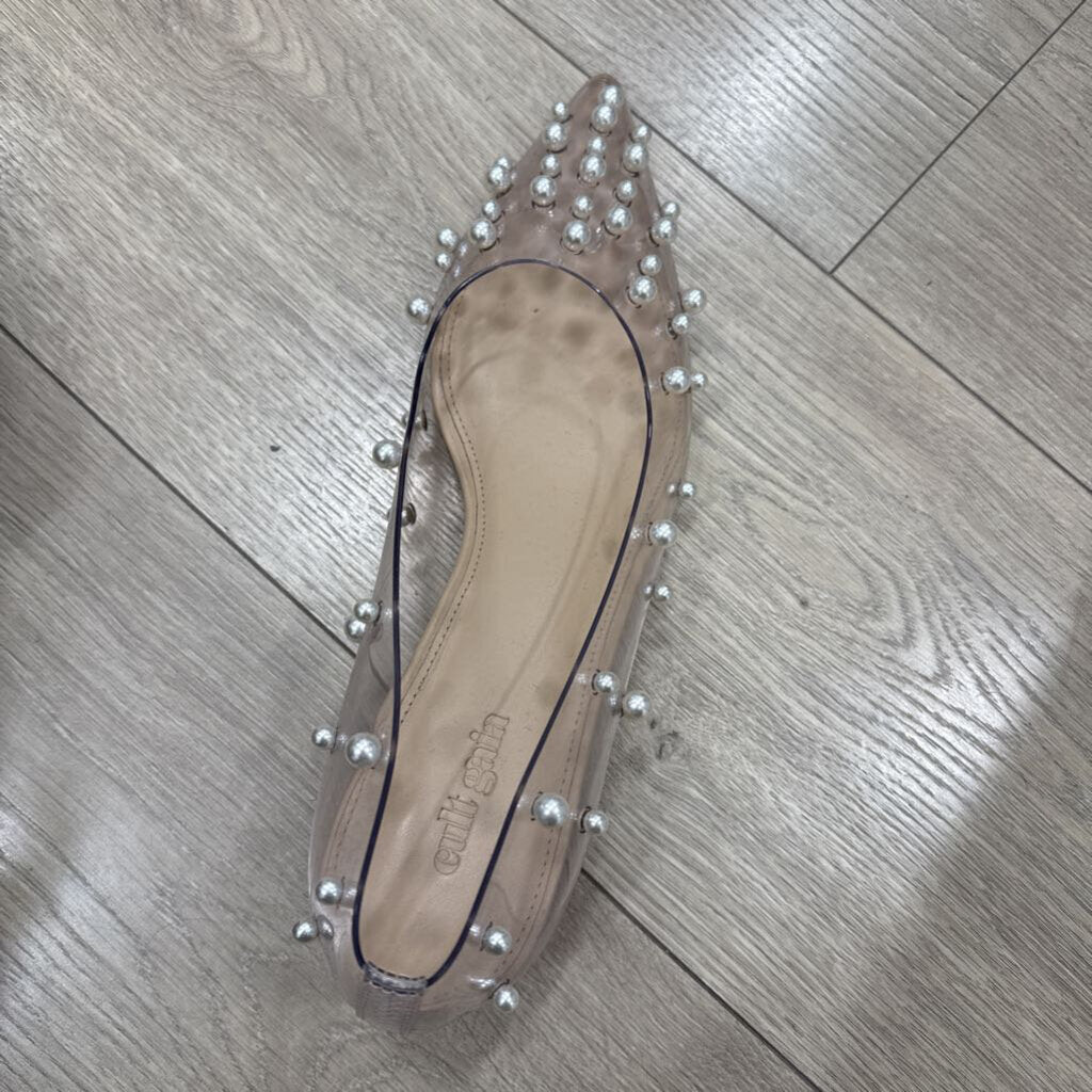 Cult Gaia PVC Pearl Embellished Kitten Heel