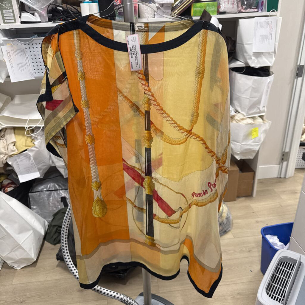 Yellow/Multi Cotton Caftan (AS IS discoloration at front)