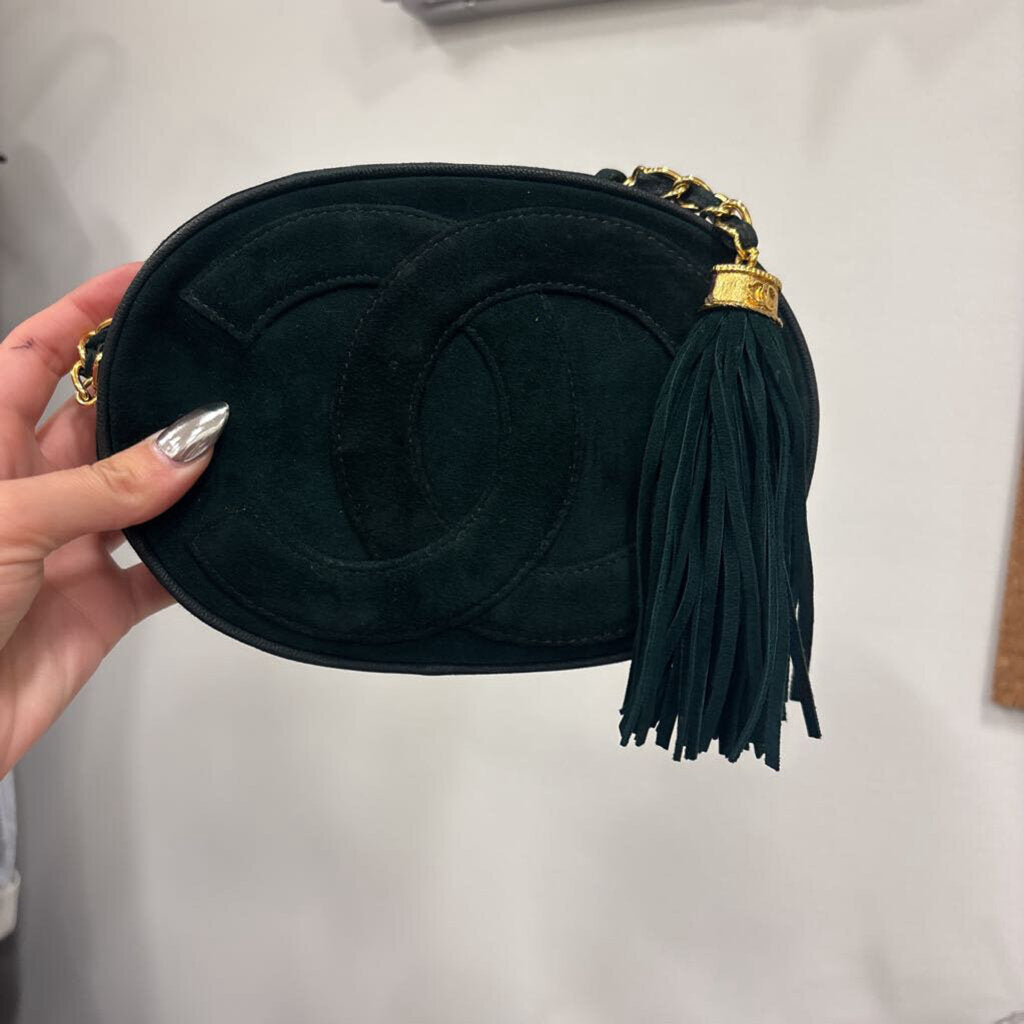 1989-91 Green Suede CC Mini Tassel Crossbody