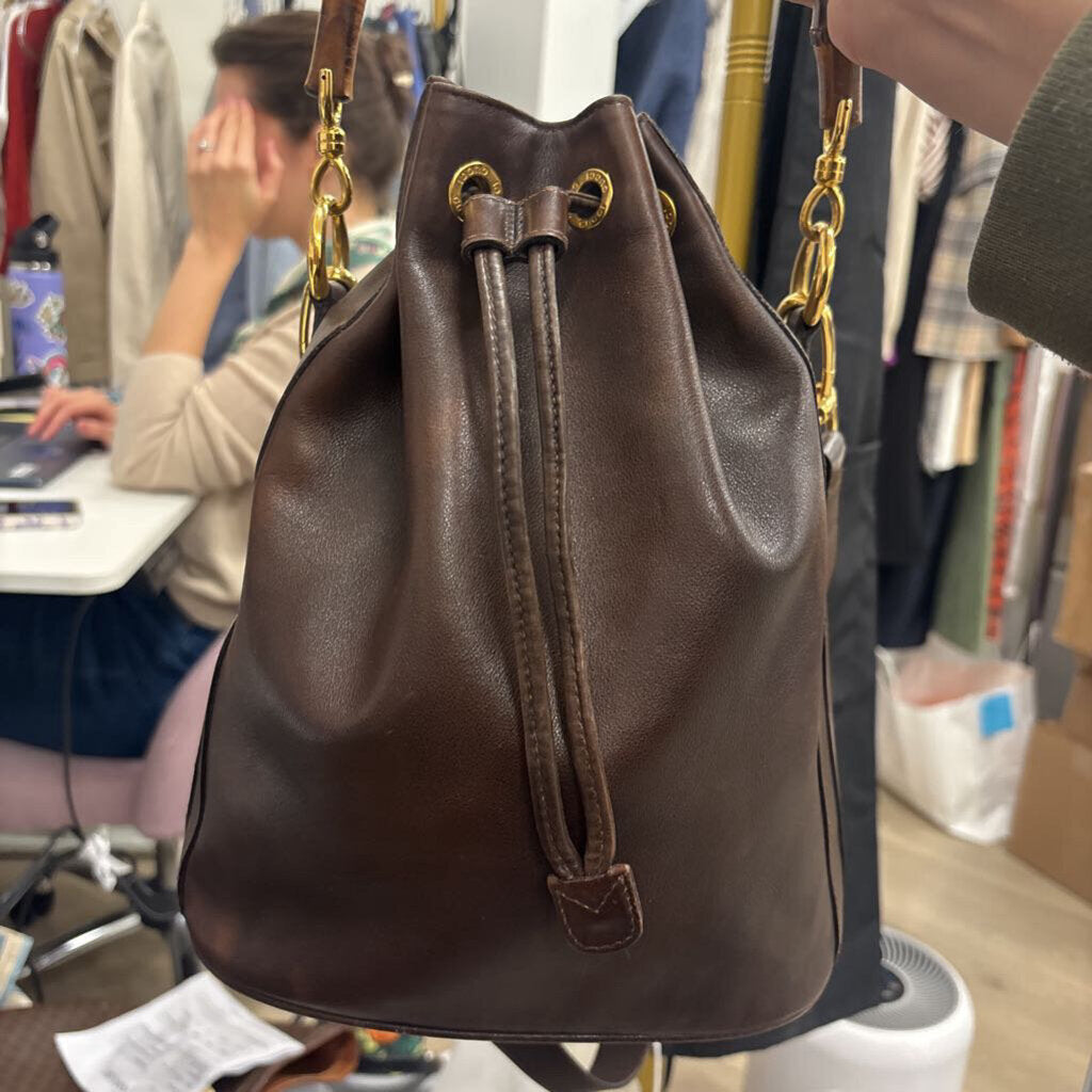 Brown Leather Brown Bucket Bag (as is)