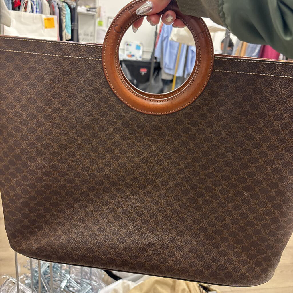 Brown Macadam Circle Top Handle Bag