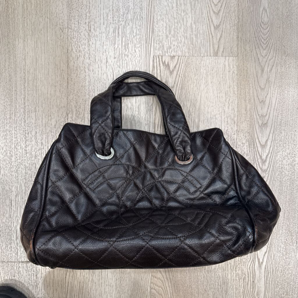 06-08 Brown Caviar Quilted Bowler