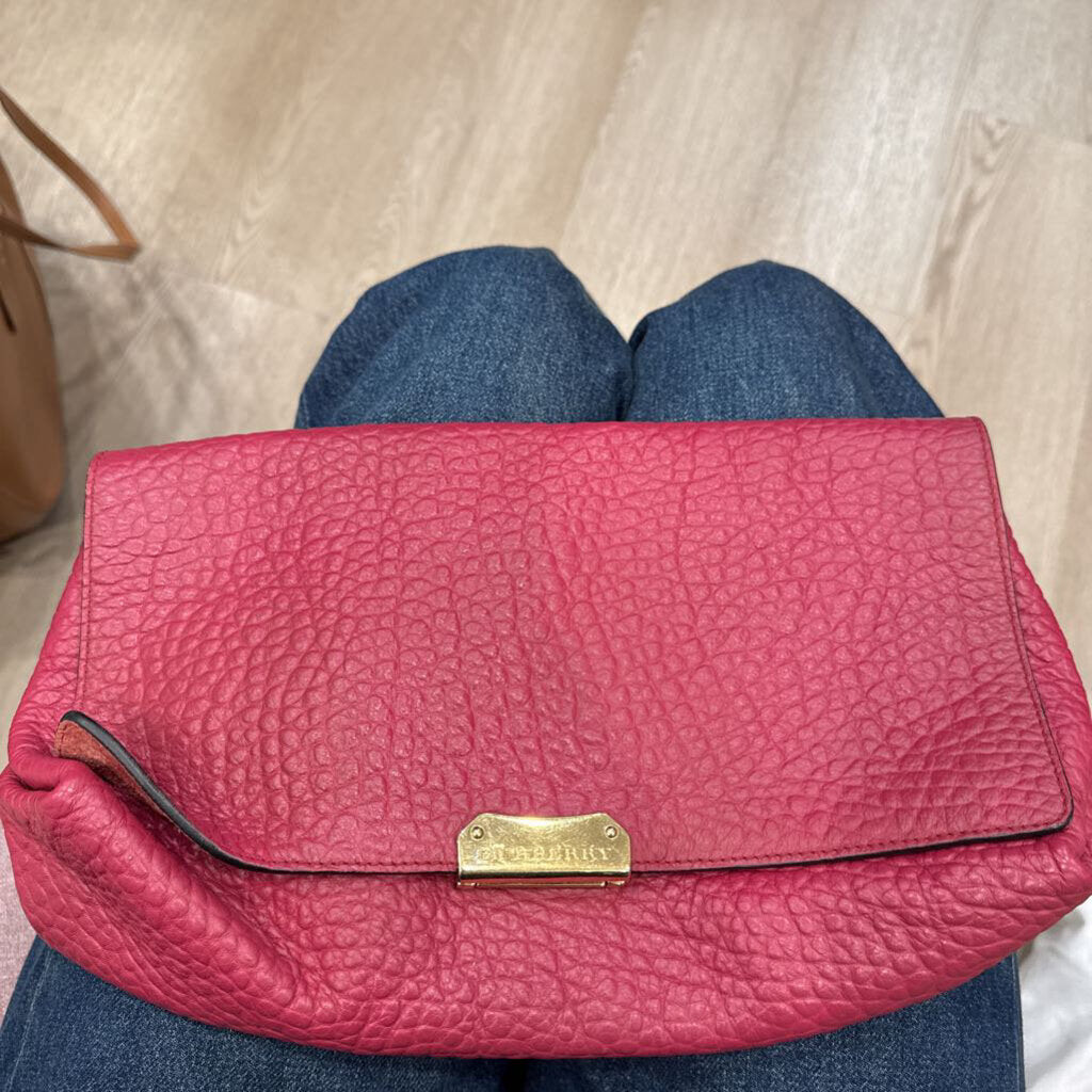 Raspberry Leather Clutch