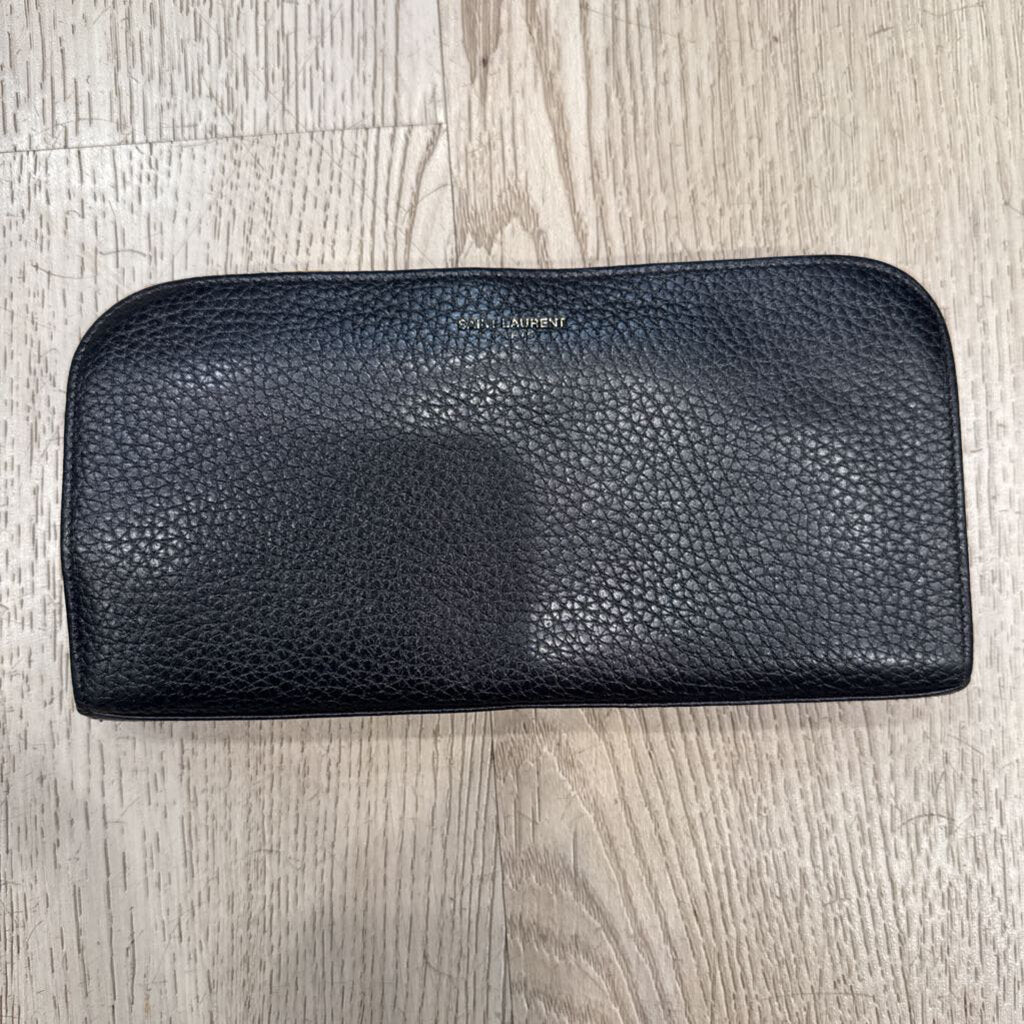 Black Leather Long Zip Wallet