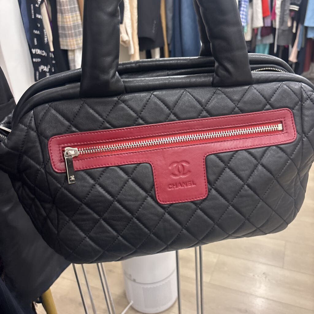 Black Leather Coccoon (as is Patched Leather near Zipper)