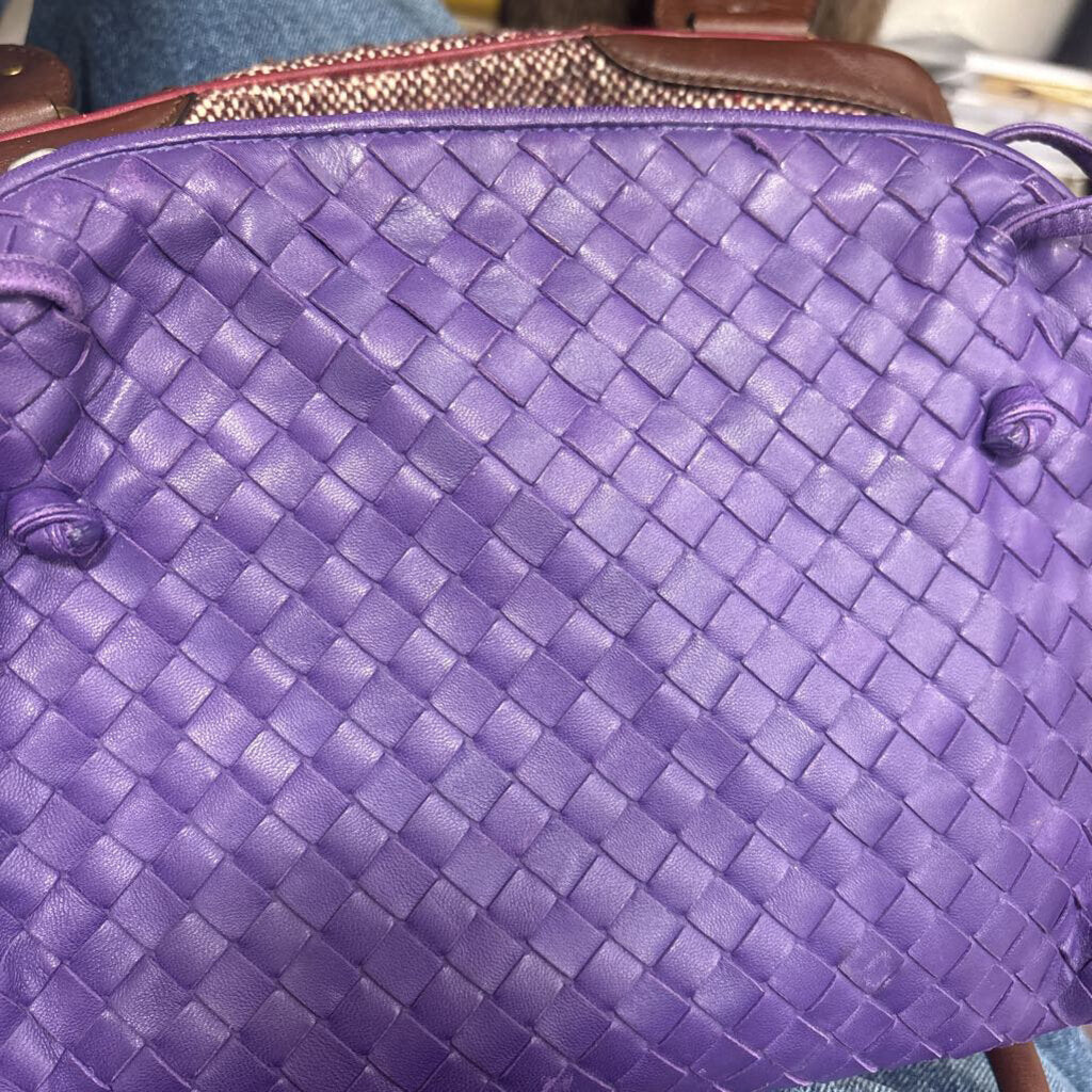 Purple Intrecciato Shoulder Bag