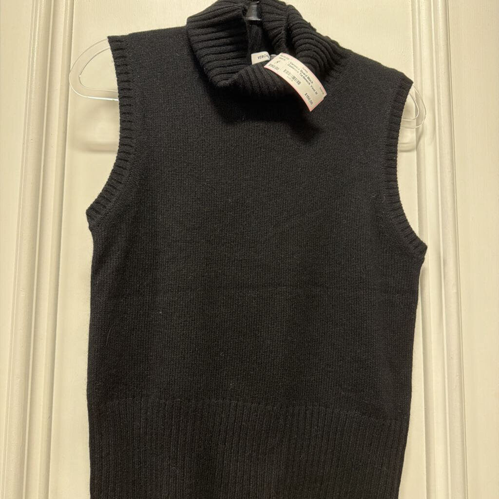 Black Cashmere Turtleneck Vest