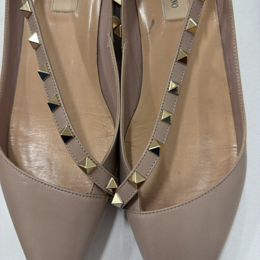 Valentino Nude Leather Rockstud Flat