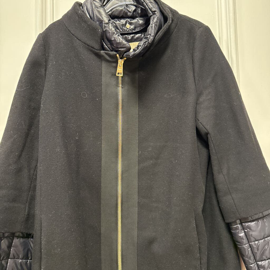 Black Wool/Puffer Layered Coat