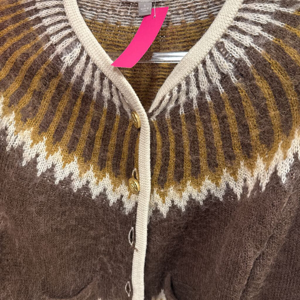 Brown Acrylic/Alpaca Fair Isle Cardgian
