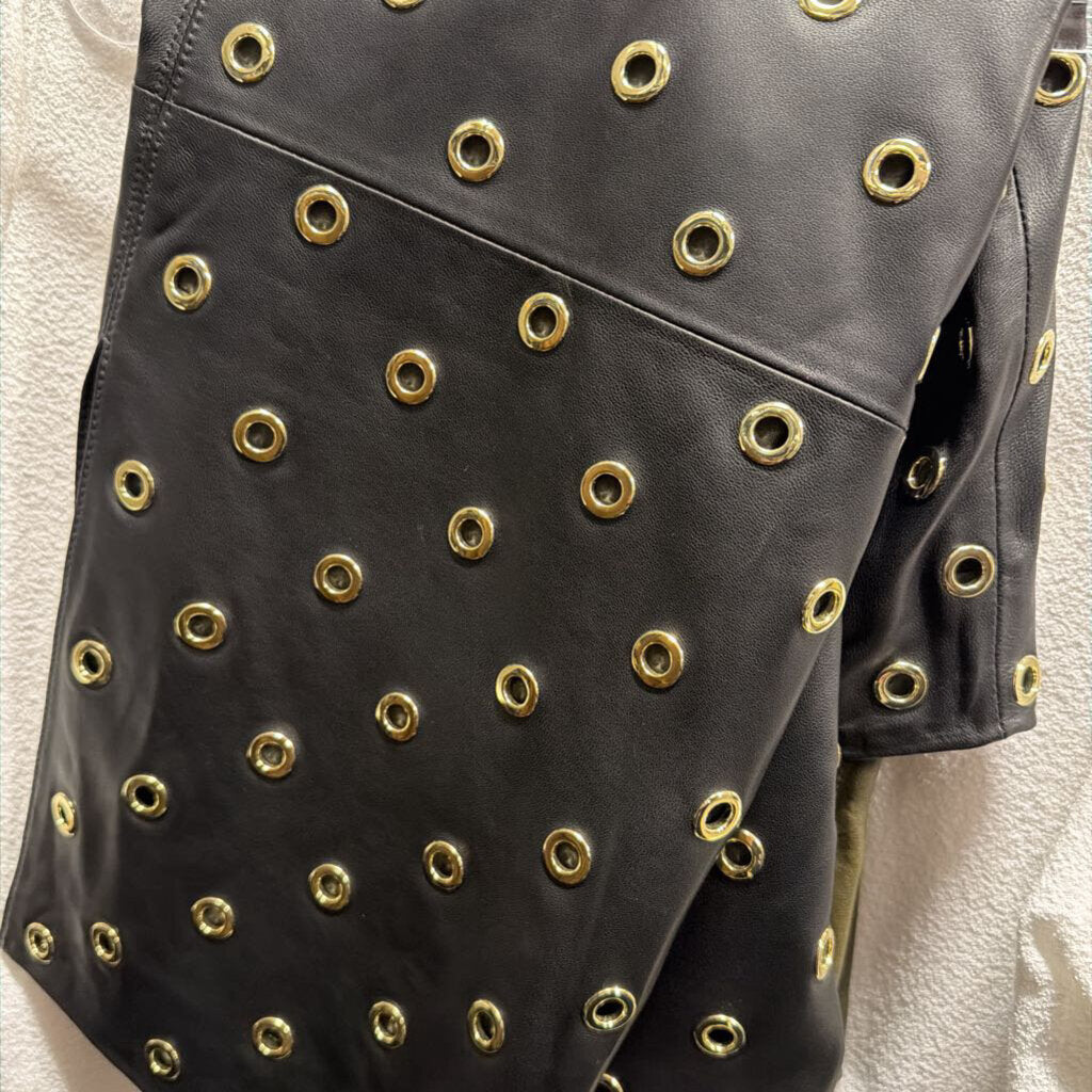 Black Leather Eyelet Skirt (NWT 1498)