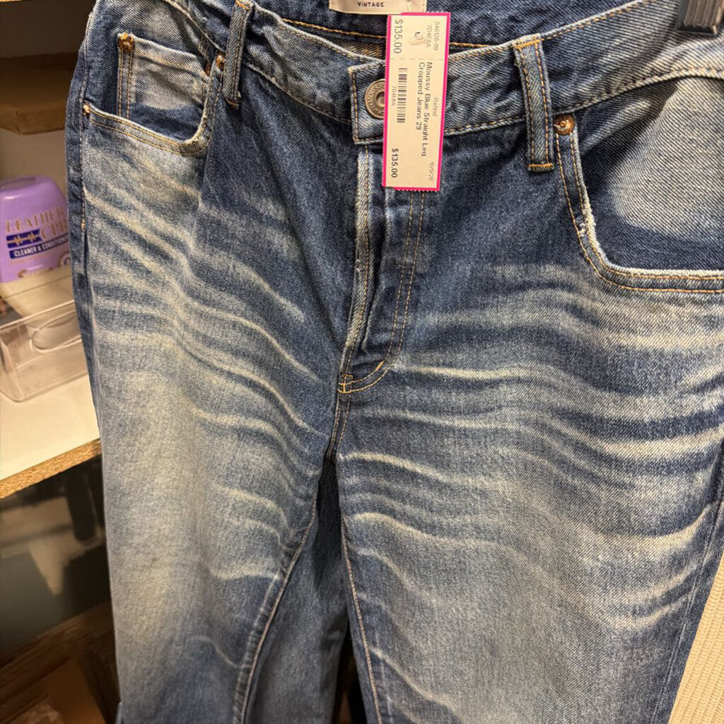 Blue Straight Leg Cropped Jeans