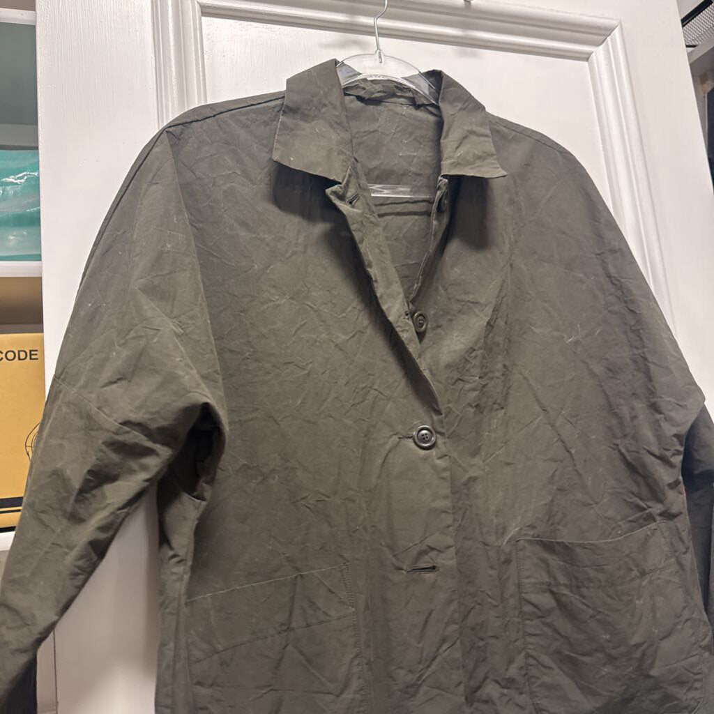 Brown Cotton Crinkle Jacket