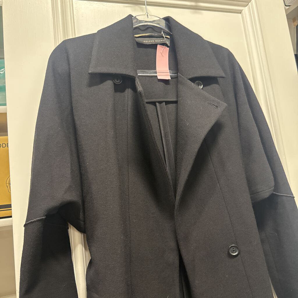 Black Wool Belted Trench Coat