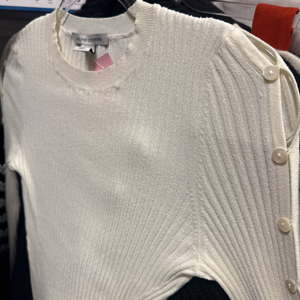 White Viscose Blend Rib Sweater
