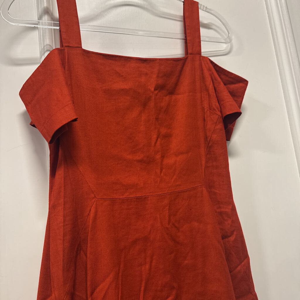 Rust Linen/Cotton Midi Dress