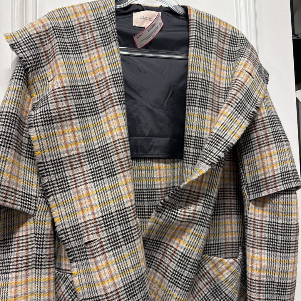 Multicolor Plaid Fringed Coat