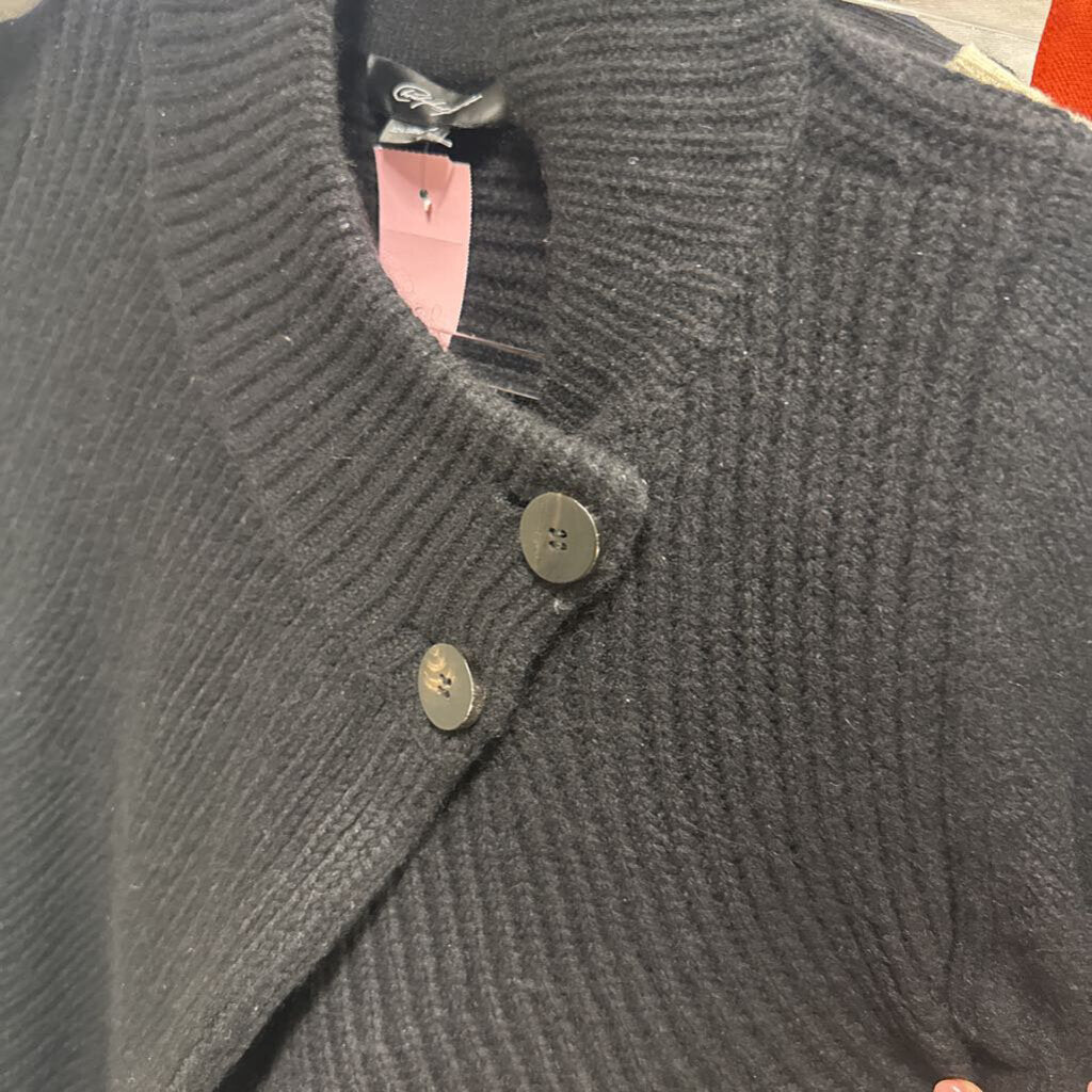 Black Cashmere Asymm. Cardigan