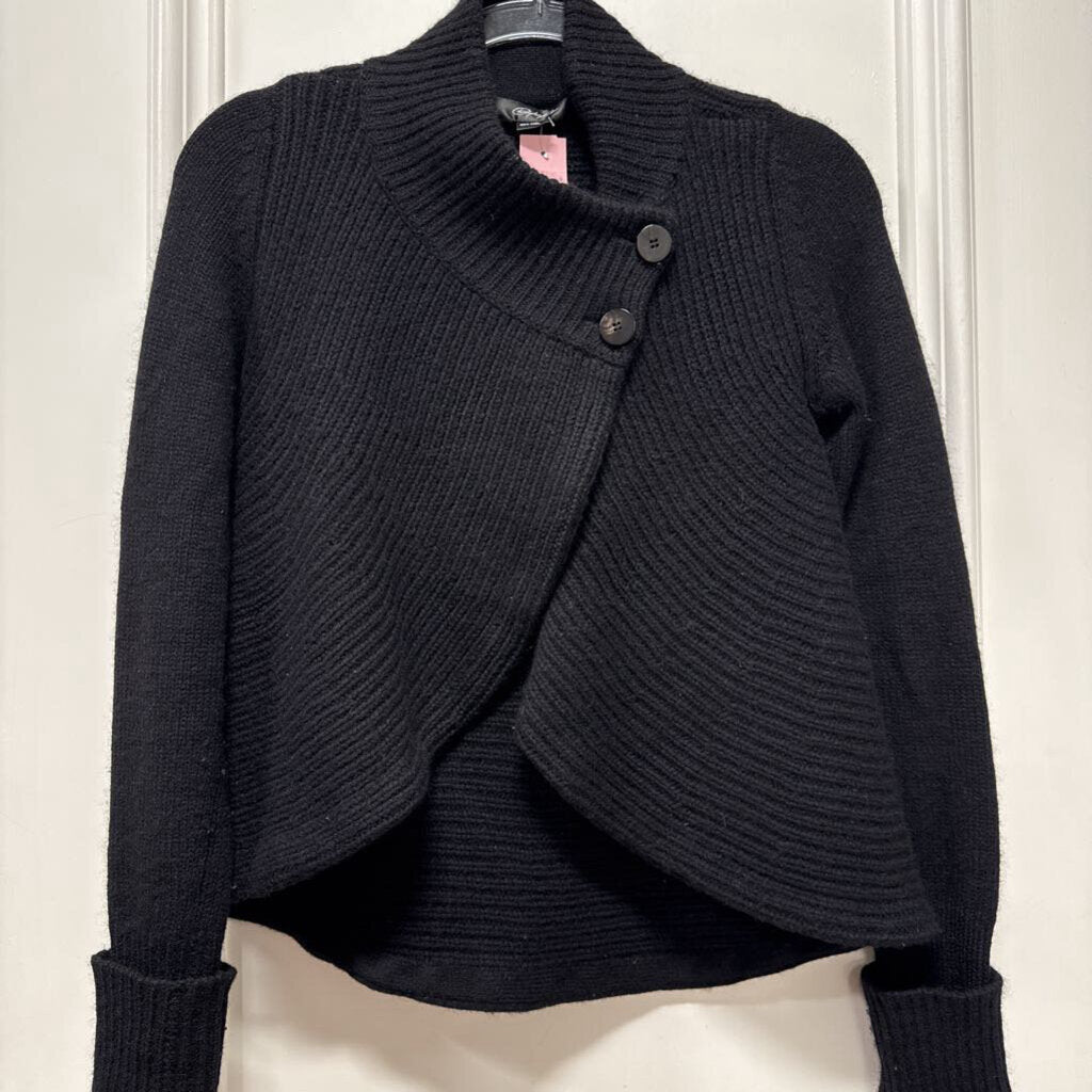 Black Cashmere Asymm. Cardigan
