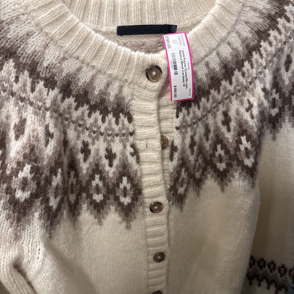 Cream/Brown Alpaca Blend Cardigan