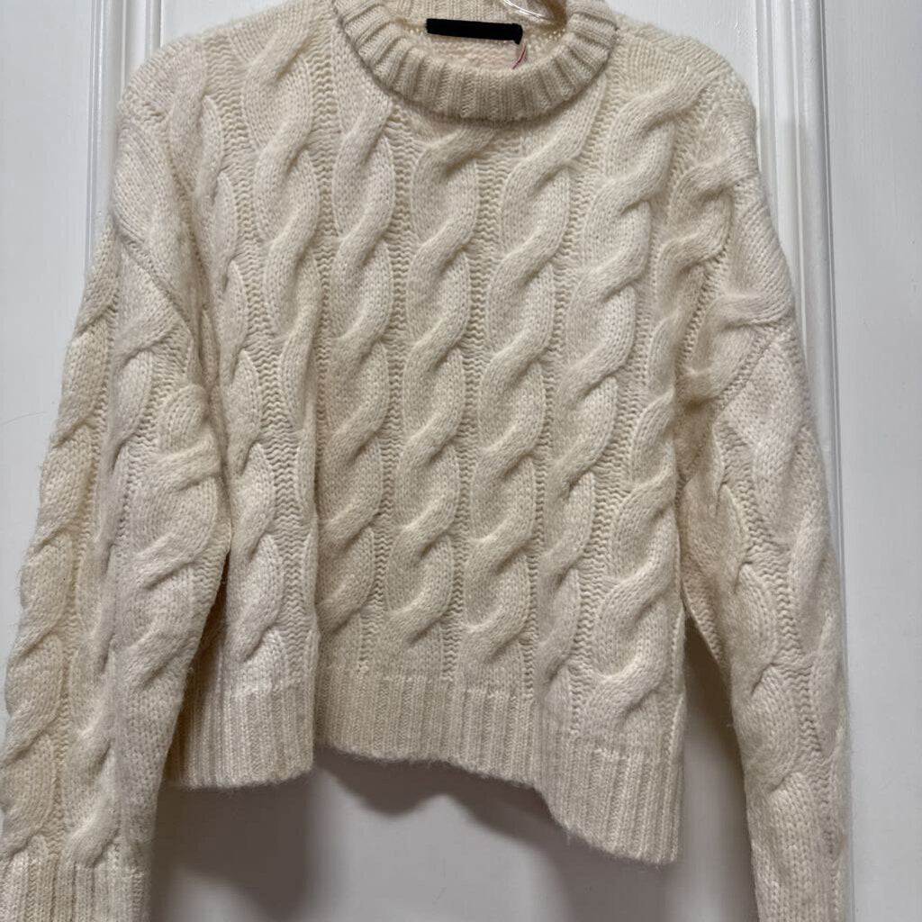 Cream Alpaca Cable Knit Sweater