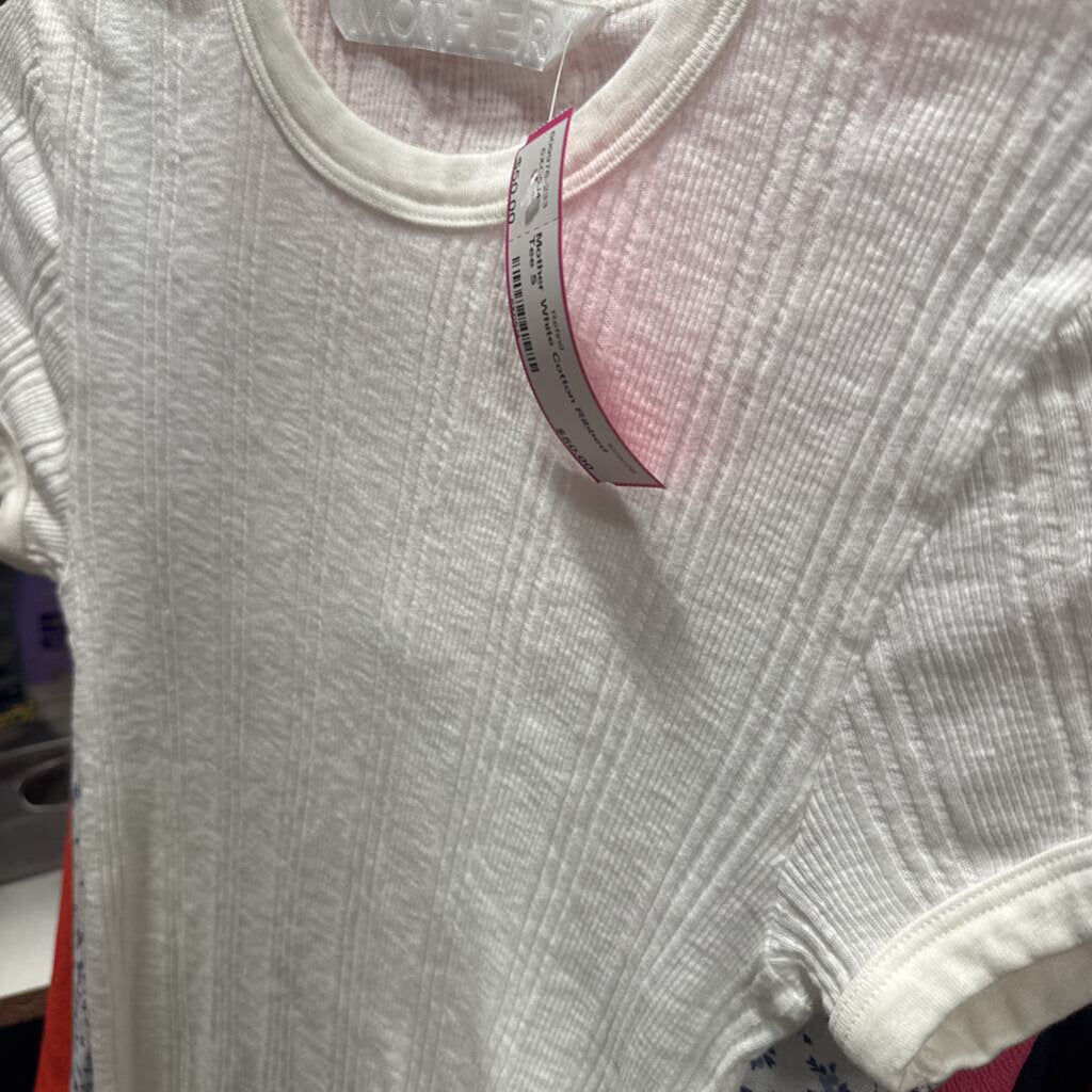 White Cotton Ribbed Tee