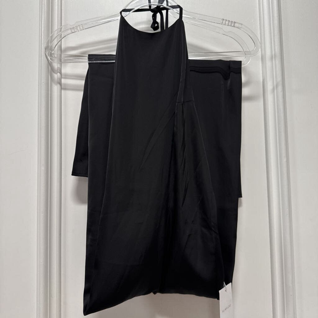 Black Satin Halter Maxi Dress (NWT)