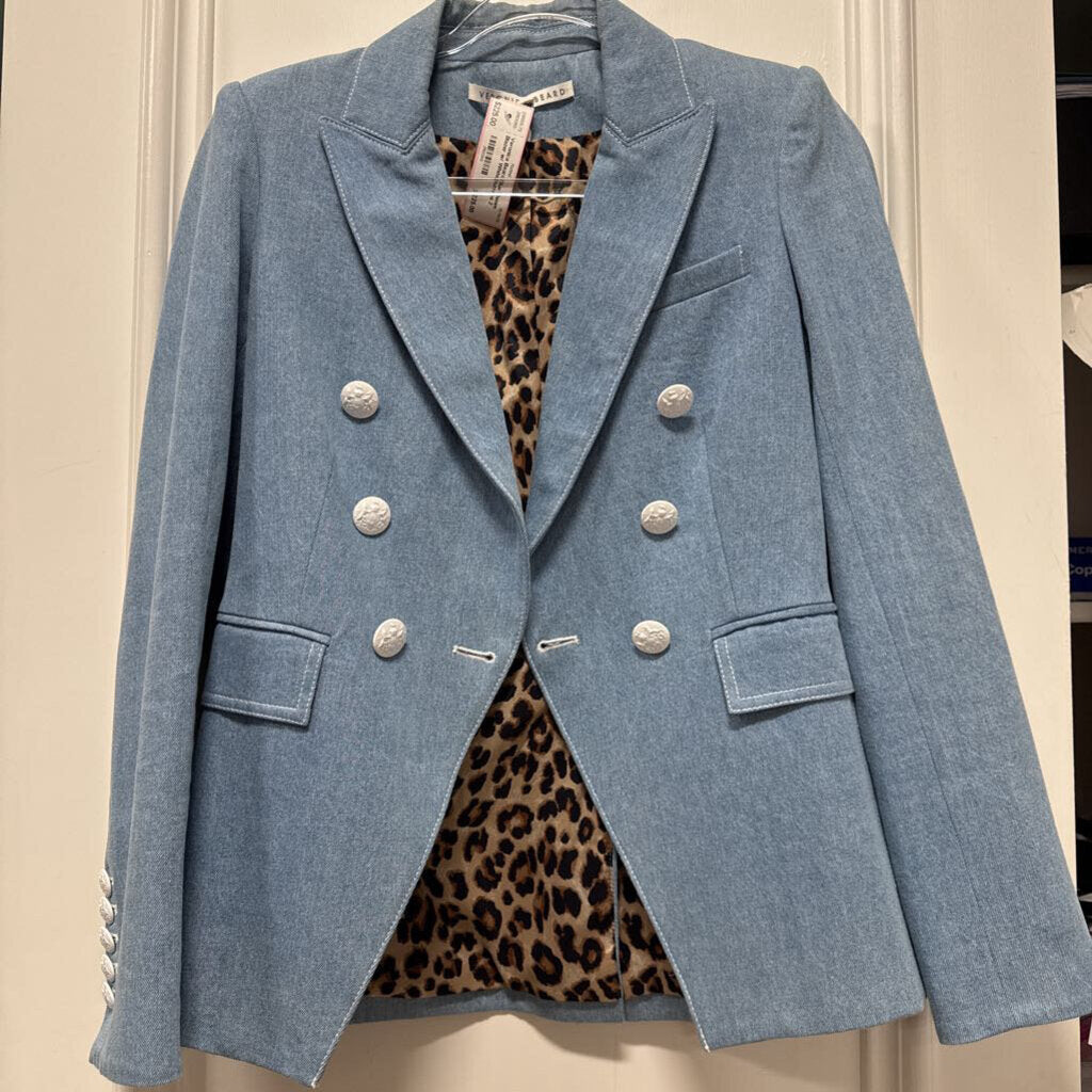 Blue Denim Blazer w/ White Buttons