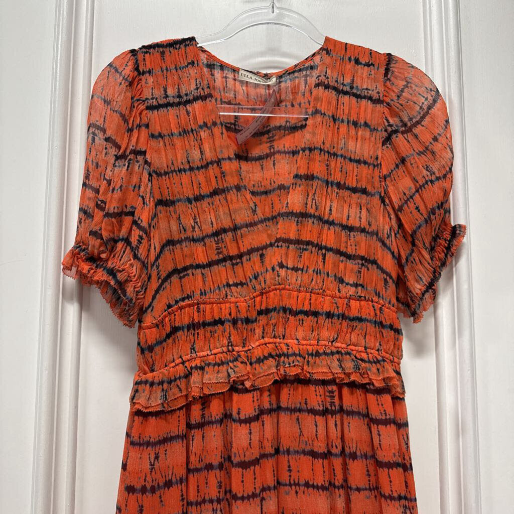 Orange Silk Tie Dye Dress