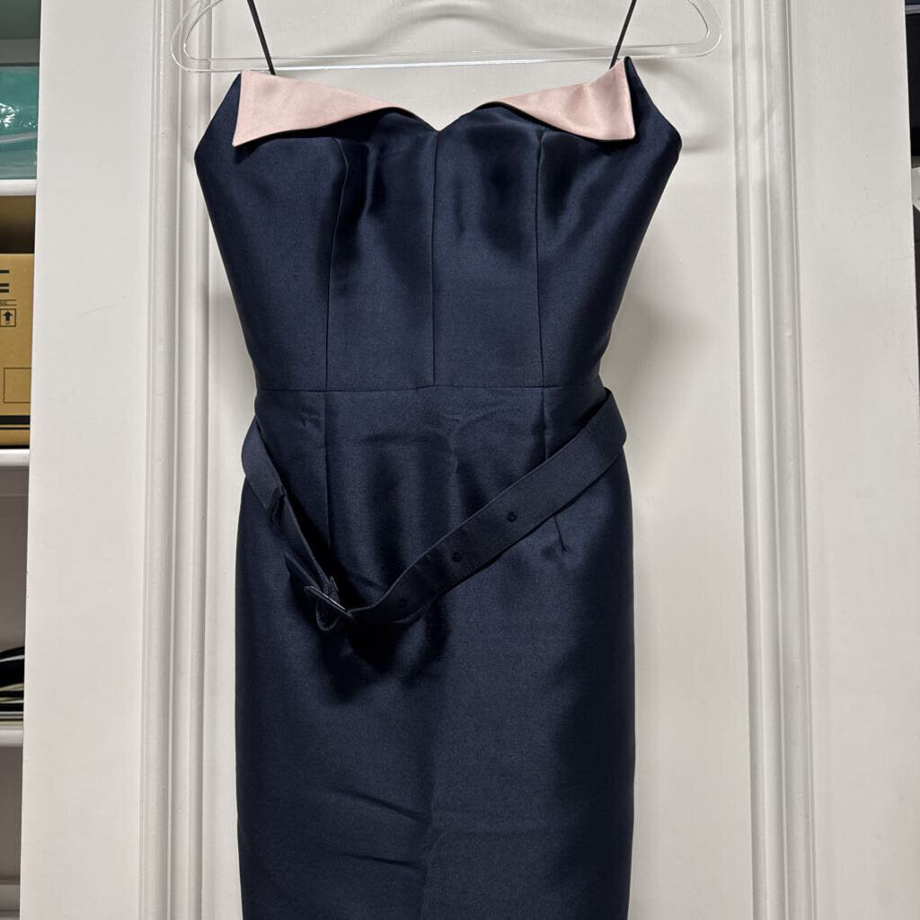 Navy Belted Cocktail Dress