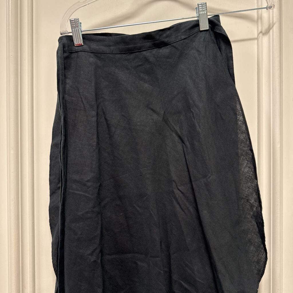 Black Linen Wrap Skirt