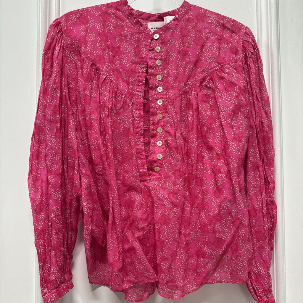 Pink Cotton Button Up Top
