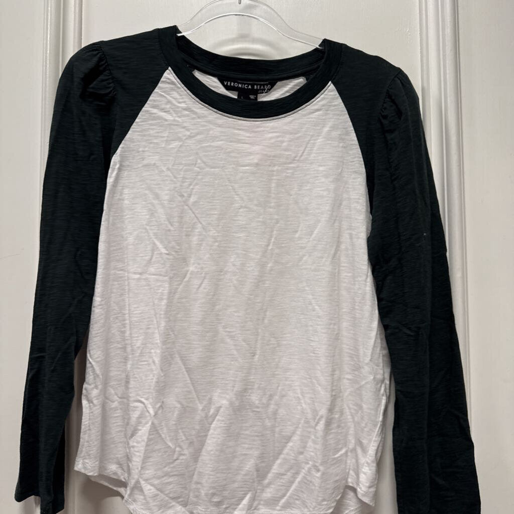 White/Green Cotton Baseball Tee