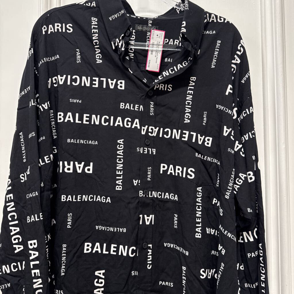 Black Viscose Logo-Print Shirt