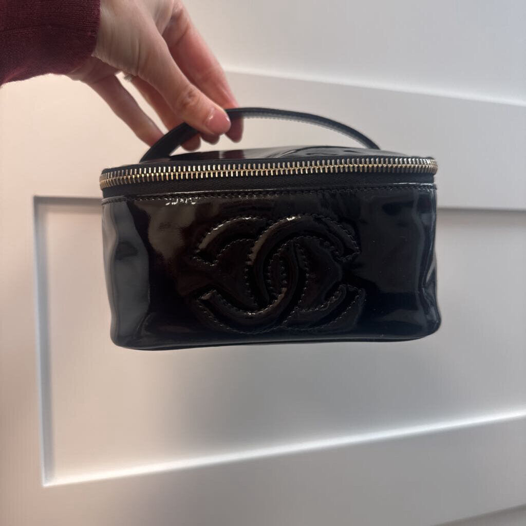 Vintage Black Patent CC Vanity Case