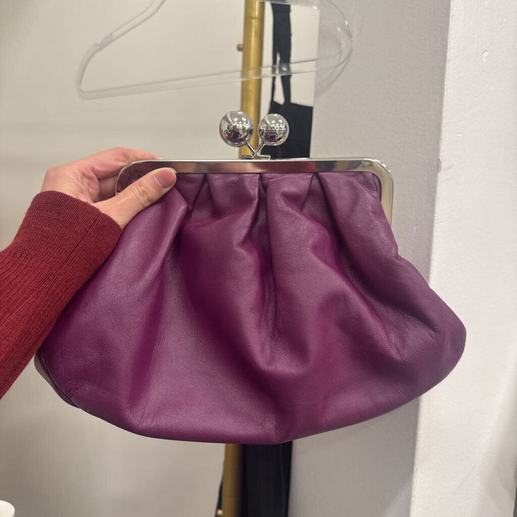 Purple Leather Pasticcino Medium Clutch Bag