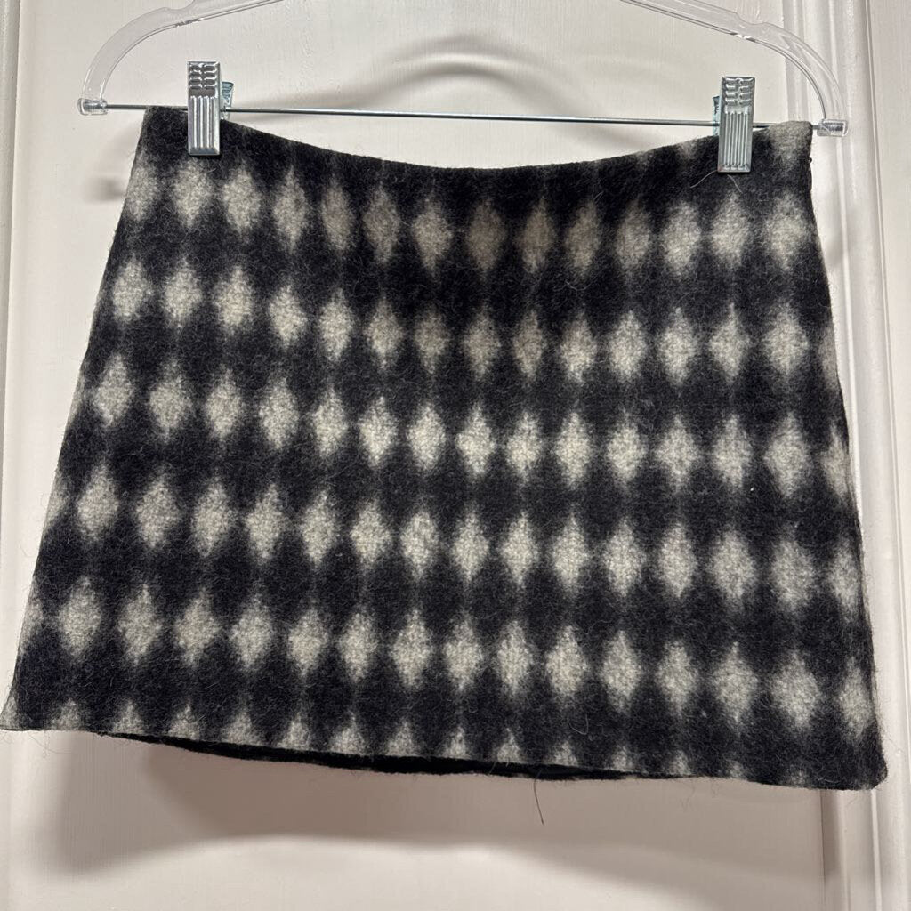 Black/Grey Wool Plaid Mini Skirt