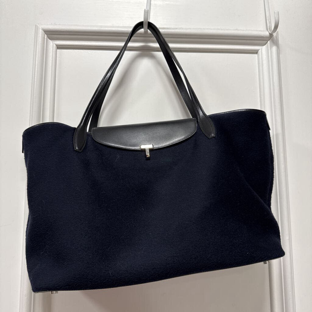 Navy Wool T-Lock Tote