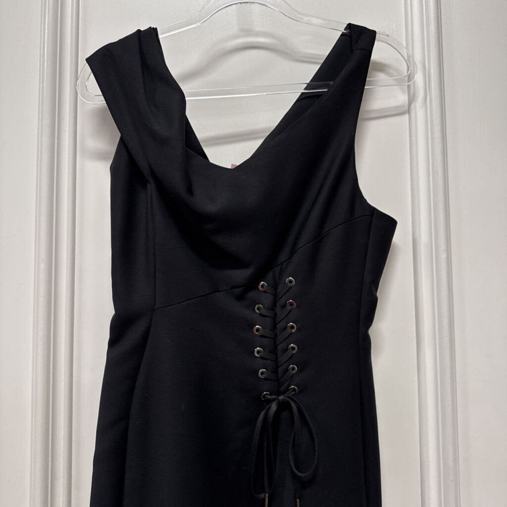 Black Wool Corset Midi Dress