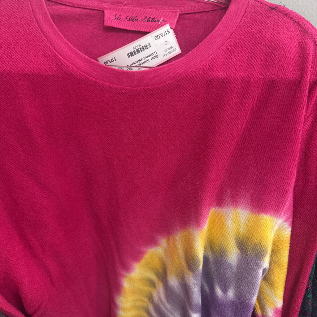 Pink Tie Dye Cotton/Cashmere LS Tee