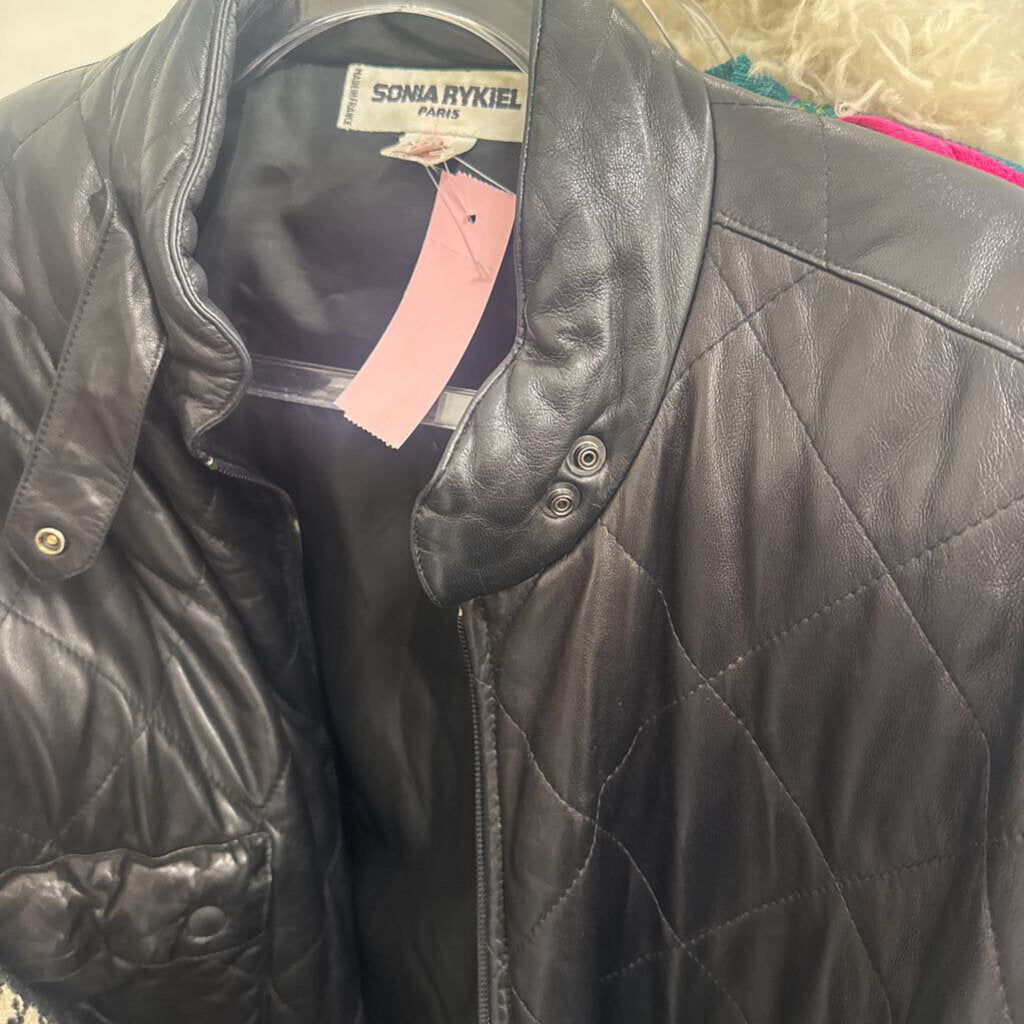 1980 Black Leather Quilted Jacket