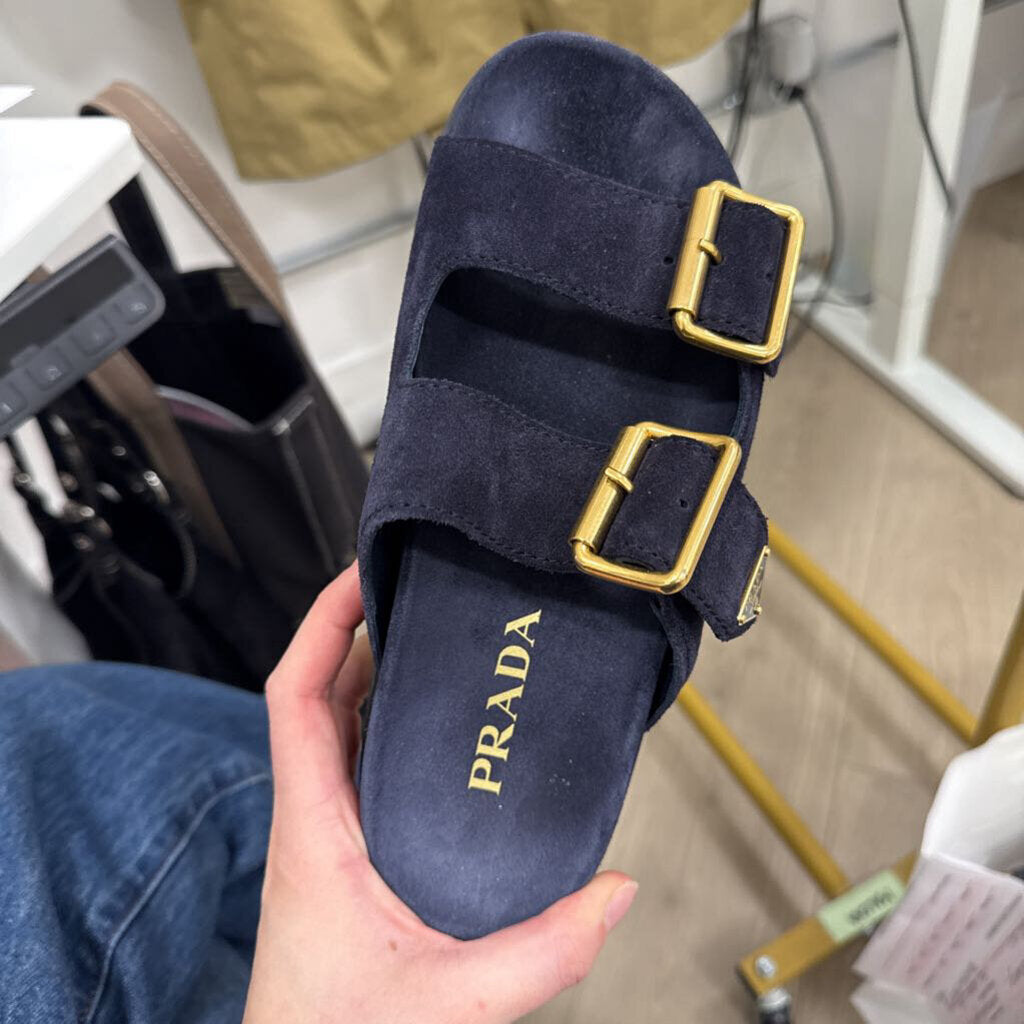 Navy Suede Sandal