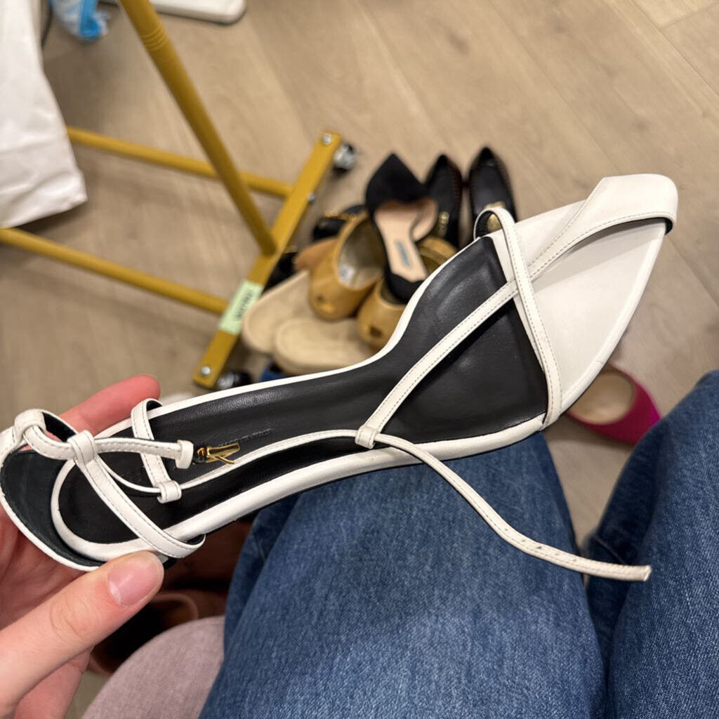 White Leather Heeled Sandal