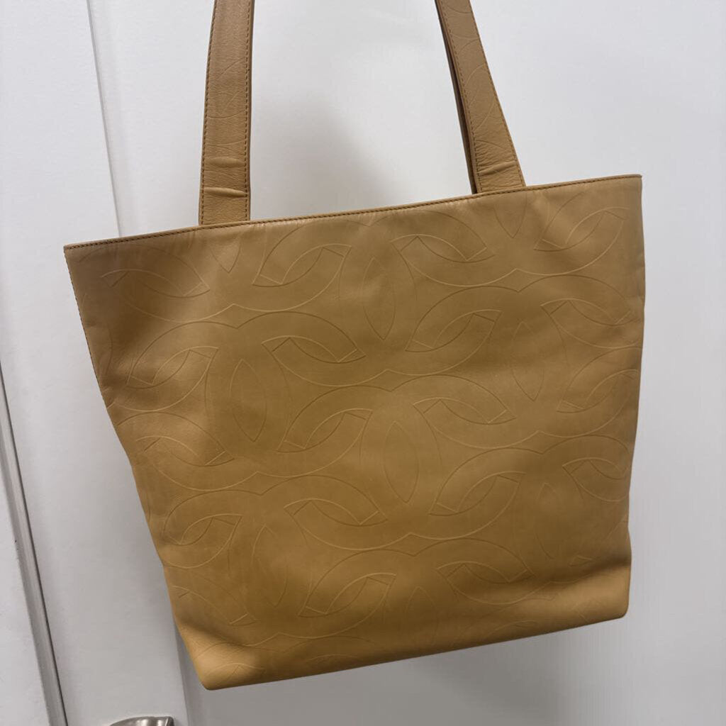 Vintage 2000s Beige Leather CC Tote
