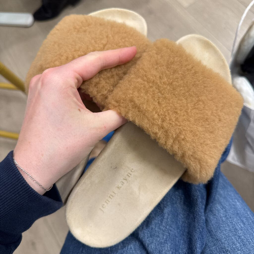 Tan Shearling Slides