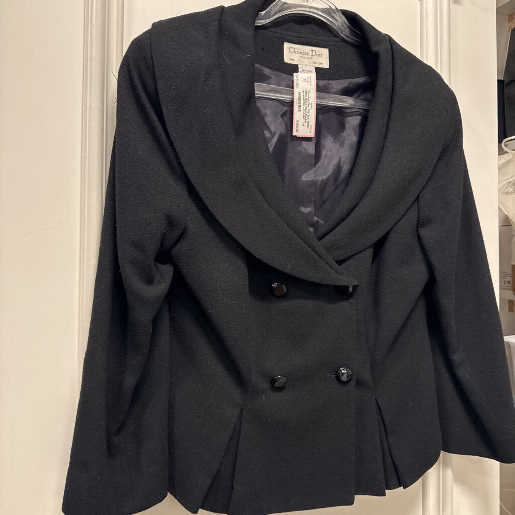 1980s-1990s Black Wool Double Breasted Jacket