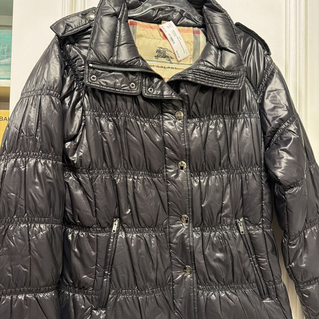 Black Ruched Puffer Coat